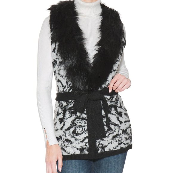 White House Black Market Black and White Sweater Vest - Picture 1 of 2